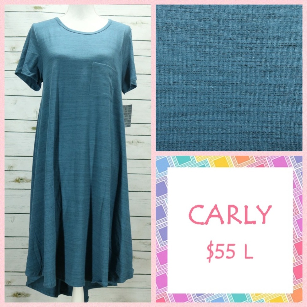 LuLaRoe Carly (Large) Blue with black stripes